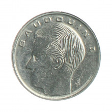 Moeda KM#170 1 Franc 1990 MBC+ Bélgica Europa  Aço niquelado Ø18mm 2,75gr.