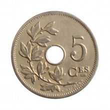 Moeda KM#46 5 Centimes 1902 MBC+ Bélgica Europa  Cobre-níquel Ø19mm 2,5gr.