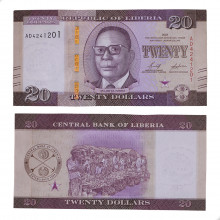 Cédula P#New 20 Dollars 2022 Libéria África FE