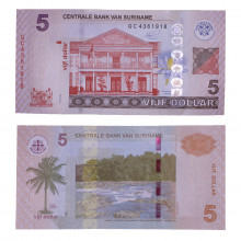 Cédula P#162 5 Dollars 2020 Suriname América FE