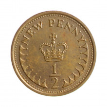 Moeda KM#914 ½ Penny 1976 MBC Reino Unido Europa Bronze Ø17,14mm 1,78gr.