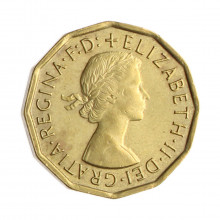 Moeda KM#900 3 Pence 1967 MBC+ Reino Unido Europa latão níquel Ø21,74mm 6,8gr.