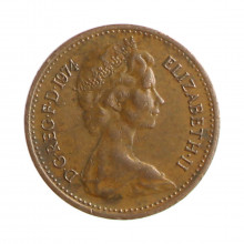 Moeda KM#914 ½ Penny 1974 MBC Reino Unido Europa Bronze Ø17,14mm 1,78gr.