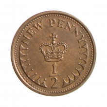 Moeda KM#914 ½ Penny 1973 MBC+ Reino Unido Europa Bronze Ø17,14mm 1,78gr.