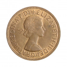Moeda KM#896 ½ Penny 1967 MBC+ Reino Unido Europa Bronze Ø25,4mm 5,67gr.