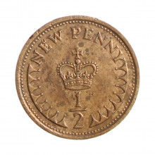 Moeda KM#914 ½ Penny 1973 MBC Reino Unido Europa Bronze Ø17,14mm 1,78gr.