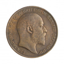 Moeda KM#794,2 1 Penny 1902 MBC Reino Unido Europa Bronze Ø30,8mm 9,45gr.