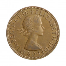Moeda KM#896 ½ Penny 1962 MBC+ Reino Unido Europa Bronze Ø25,4mm 5,67gr.