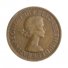 Moeda KM#896 ½ Penny 1955 MBC+ Reino Unido Europa Bronze Ø25,4mm 5,67gr.
