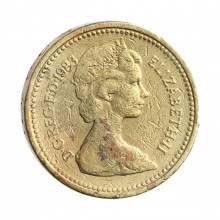 Moeda KM#933 1 Pound 1983 MBC Reino Unido Europa latão níquel Ø22,5mm 9,5gr.