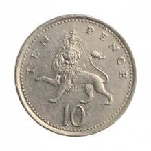 Moeda KM#989 10 Pence 2000 MBC+ Reino Unido Europa Cobre-níquel Ø24,5mm 6,5gr.