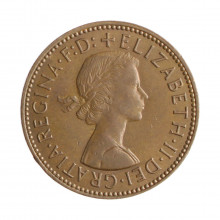 Moeda KM#896 ½ Penny 1966 MBC+ Reino Unido Europa Bronze Ø25,4mm 5,67gr.