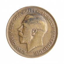 Moeda KM#810 1 Penny 1919 MBC Reino Unido Europa Bronze Ø30,8mm 9,45gr.