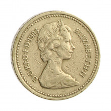 Moeda KM#933 1 Pound 1983 MBC+ Reino Unido Europa latão níquel Ø22,5mm 9,5gr.