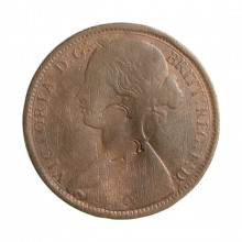 Moeda KM#749,2 1 Penny 1862 UTG Reino Unido Europa C/2 Carimbo CG Bronze Ø30,8mm 9,45gr.