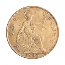 Moeda KM#838 1 Penny 1934 MBC Reino Unido Europa Bronze Ø30,8mm 9,45gr.