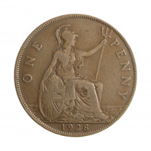 Moeda KM#838 1 Penny 1928 MBC Reino Unido Europa Bronze Ø30,8mm 9,45gr.