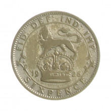 Moeda KM#815a.2 6 Pence 1926 MBC Reino Unido Europa Prata 0.500 Ø19,3mm 2,83gr.