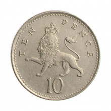 Moeda KM#938b 10 Pence 1992 MBC Reino Unido Europa Cobre-níquel Ø24,5mm 6,5gr.