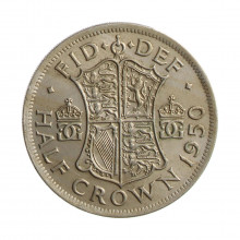 Moeda KM#879 ½ Crown 1950 MBC Reino Unido Europa Cobre-níquel Ø32,3mm 14,14gr.