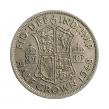 Moeda KM#866 ½ Crown 1948 MBC Reino Unido Europa Cobre-níquel Ø32,3mm 14,14gr.