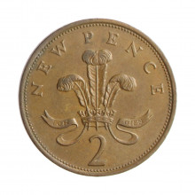 Moeda KM#916 2 Pence 1981 MBC+ Reino Unido Europa Bronze Ø25,9mm 7,12gr.