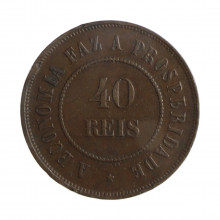 Moeda B-827 40 Réis 1909 MBC+ Bronze Ø30mm 12gr.*