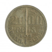 Moeda P-720 2000 Réis 1935 MBC Duque de Caxias Prata 500 Ø26mm 8gr.