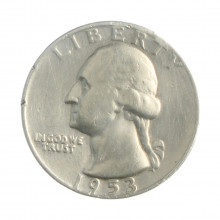 Moeda KM#164 Quarter Dollar Washington 1953 D MBC USA América Prata 0.900 Ø24,26mm 6,25gr.