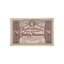 Cédula Notgeld 50 Kronen 1918 Viena Austria Europa SOB/FE