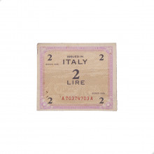 Cédula P#M11a 2 Lire 1943  Itália Europa MBC