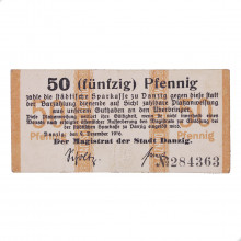 Cédula Notgeld 50 Pfennigs 1916  Danzig Alemanha Europa MBC