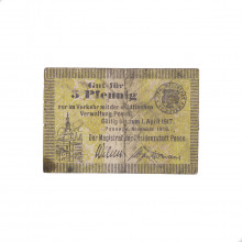 Cédula Notgeld 5 Pfennigs 1916 Posen Alemanha Europa BC