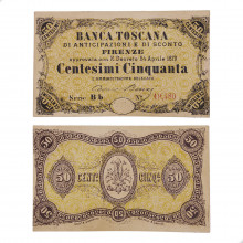 Cédula Notgeld 50 Centesimi 1870 Série Bb Itália Europa MBC/SOB