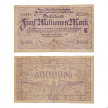 Cédula Notgeld 5.000.000 Marks 1923  Alemanha Europa MBC