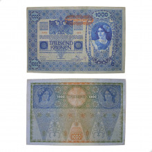 Cédula P#60 1000 Kronen 1919 C/Marca de Caneta Austria Europa MBC