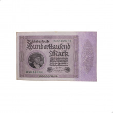 Cédula P#83a2 100000 Mark 1923 C/Mancha-Rasgo Alemanha Europa SOB