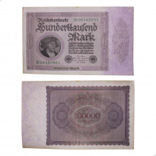 Cédula P#83a2 100000 Mark 1923 C/Mancha-Rasgo Alemanha Europa SOB