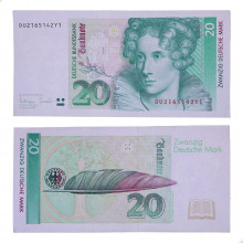 Cédula P#39b 20 Deutsche Mark 1993  Alemanha Europa MBC/SOB