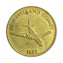 Medalha Homem em Voo - De Havilland Comet 1969 MBC França Europa Latão Ø26mm 5,5gr.