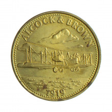 Medalha Alcock and Brown 1969 MBC França Europa Latão Ø26mm 5,5gr.