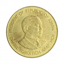 Moeda KM#18 10 Cents 1987 MBC Quênia África Latão R Níquel Ø30,8mm 9,4gr.