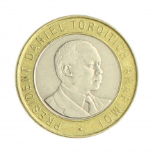 Moeda KM#27 10 Shillings 1997 MBC Quênia África Bimetálico Ø23mm 5gr.
