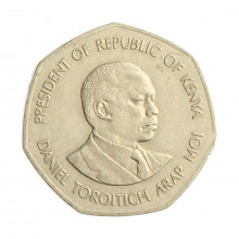 Moeda KM#23 5 Shillings 1985 MBC Quênia África Cupro Níquel Ø30mm 13,5gr.