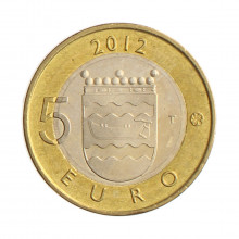 Moeda KM#191 5 Euros 2012 MBC Finlândia Europa Uusimaa, Helsínquia e Catedral de Uspenski Bimetálico Ø27,25mm 9,8gr.