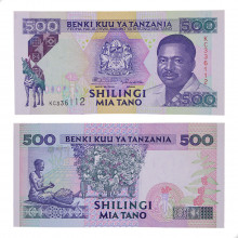 Cédula P#26b 500 Shilling 1993 Tanzânia África FE