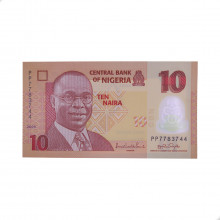 Cédula P#39a 10 Naira 2009 Polímero Nigéria África FE