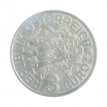Moeda KM#3308 3 Euros 2020 FC Áustria Europa Arambourgiania Cupro-Níquel Ø34mm 16gr.