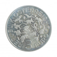 Moeda KM#3309 3 Euros 2020 FC Áustria Europa Anquilossauro Cupro-Níquel Ø34mm 16gr.