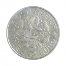 Moeda KM#3263 3 Euros 2017 FC Áustria Europa O Crocodilo Cupro-Níquel Ø34mm 16gr.